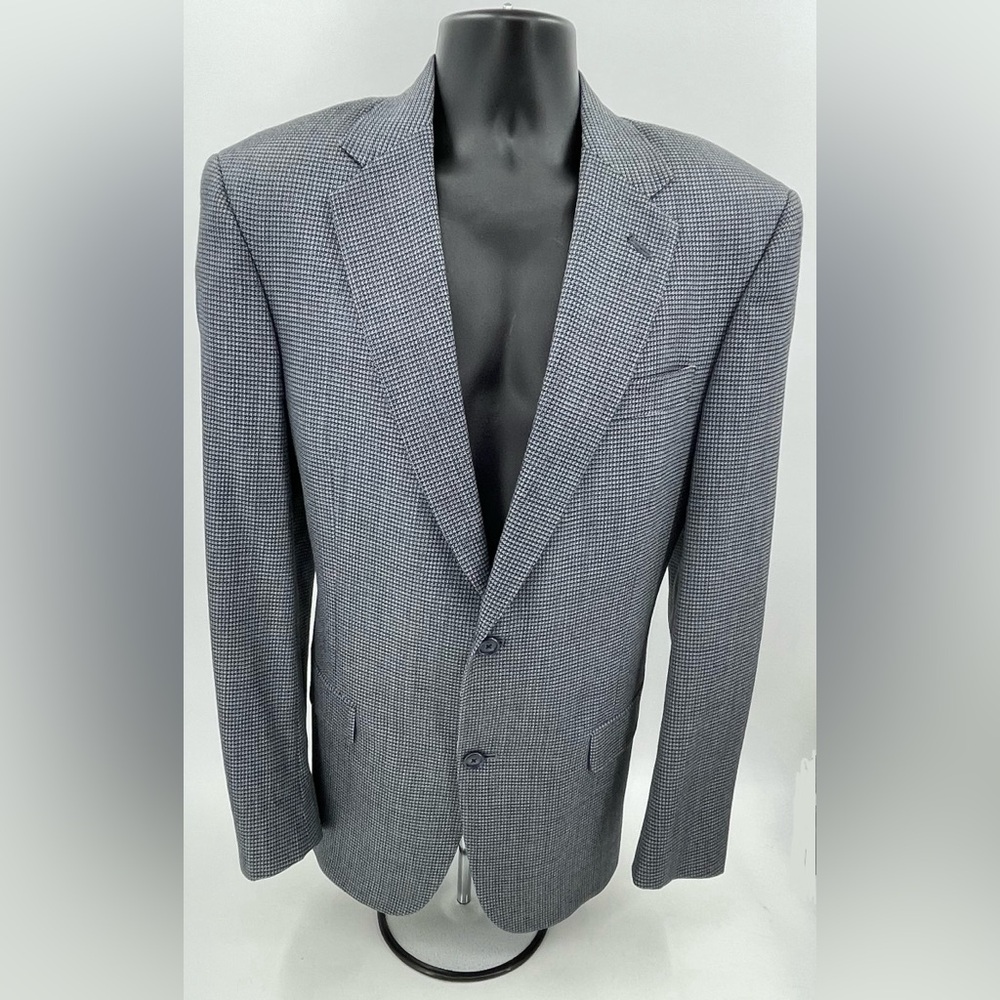 Hart Schaffner Marx 40L 2 Button Sports Coat Blazer Wool Grey Black & Grey Check